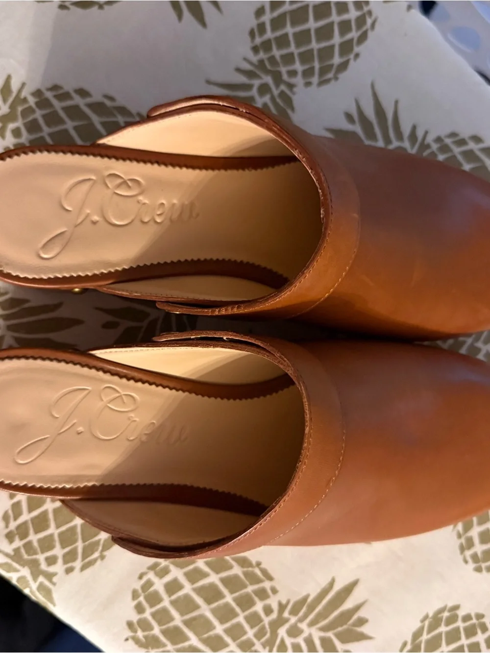 Women’s J Crew Classic Brown Leather Clog - Stylish Wood-Soled Slip-On